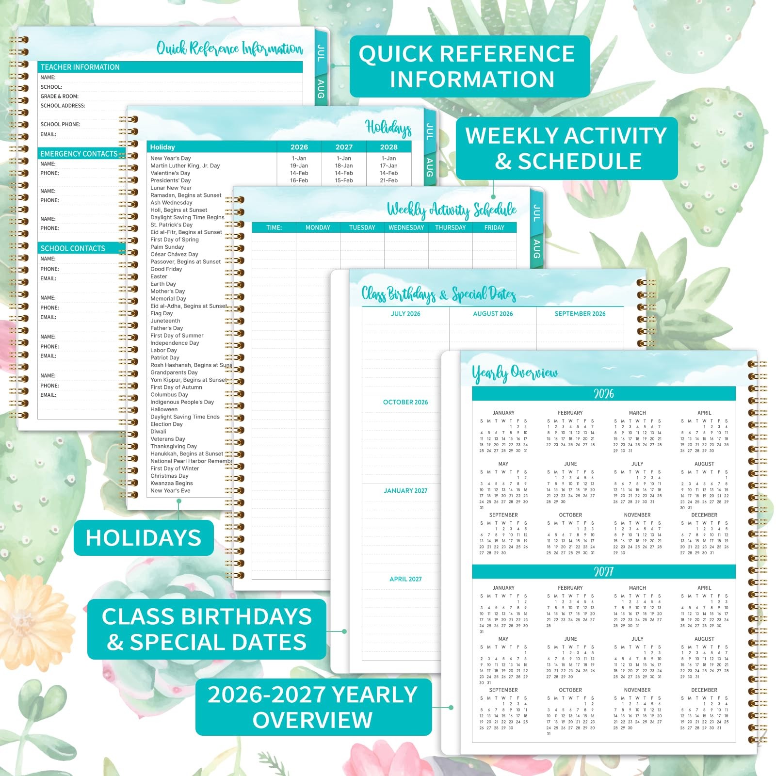 Teacher Planner 2025-2026 Lesson Planner Jul. 2025 – Jun. 2026, 8.5” x 11”