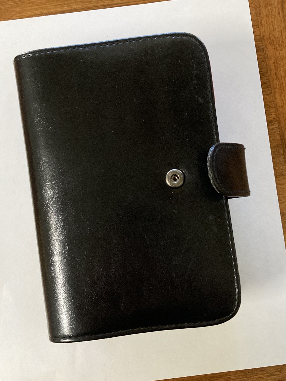 Vintage 90s Day Planner Organizer Y2K Binder Black Faux Leather Six Rings 5×7