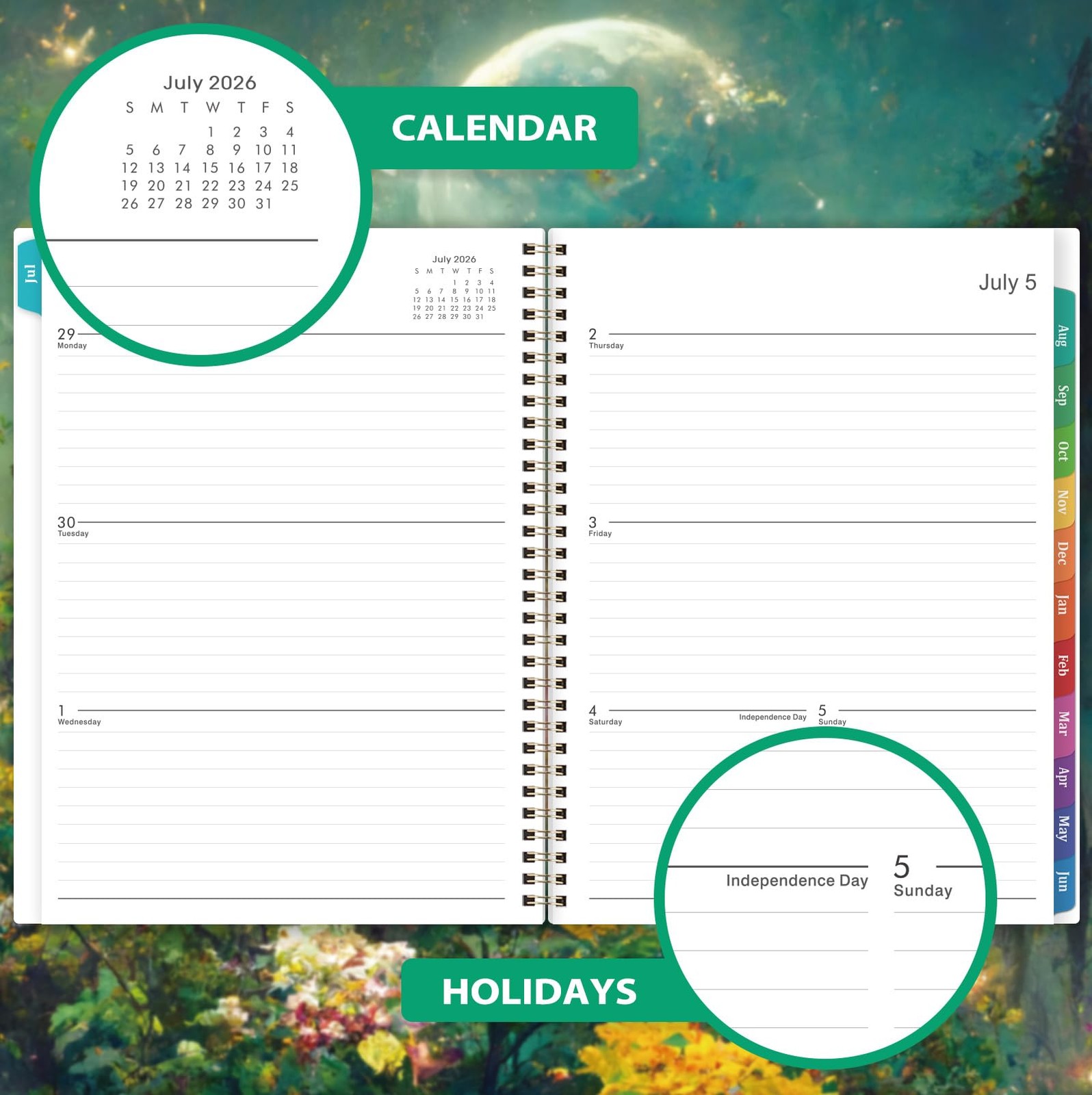 Planner 2026-2027 – Academic 2026-2027, Jul.2026 – Jun.2027, 9″ Green