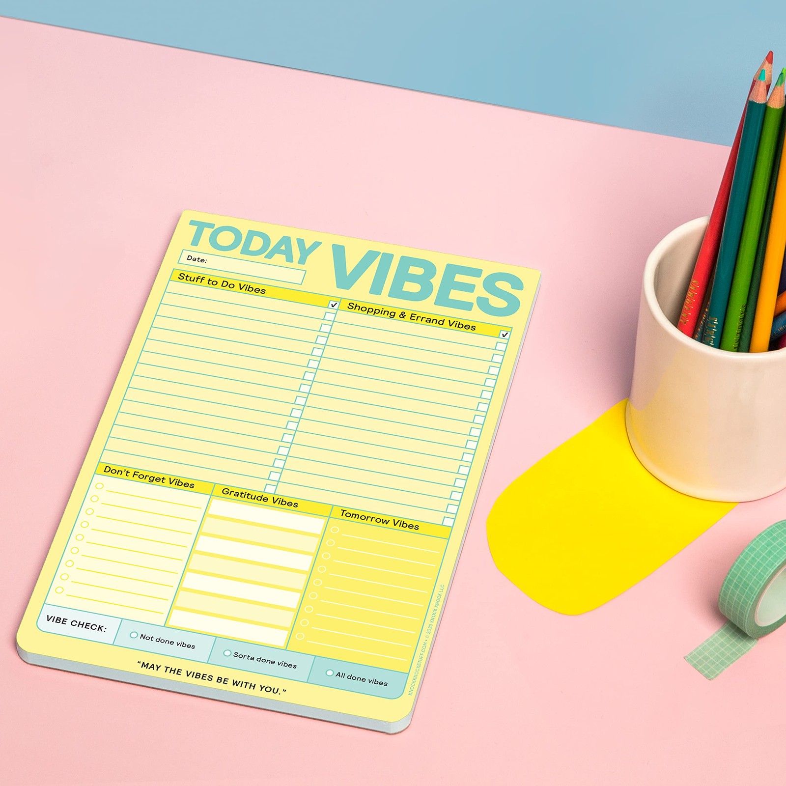 1-Count Knock Knock Today Vibes Pad, To Do List Notepad & Daily Planner Pad, 6 x