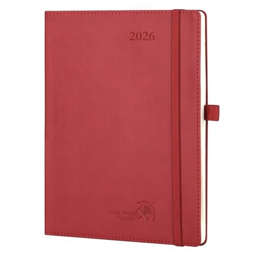 2026 Weekly Planner – Medium 6.5” x 8.5” Calendar with Hourly Slots, Leather C