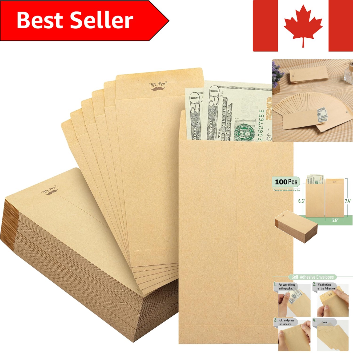 Money Envelopes, 100 Pack, 6.5″ x 3.5″, Cash Saving Challenge, Small Envelope…