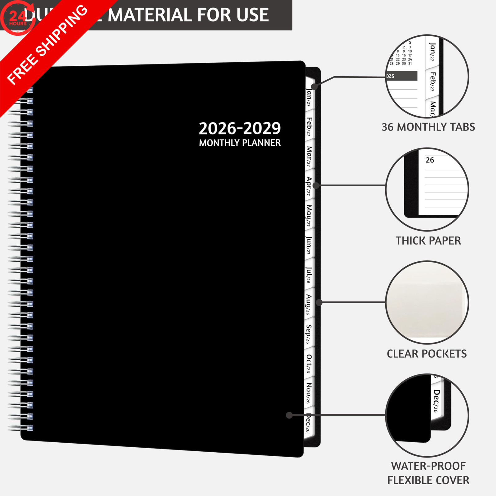 Monthly Planner 2026-2029, 36 Months Calendar 2026-2029 8.5” x 11”
