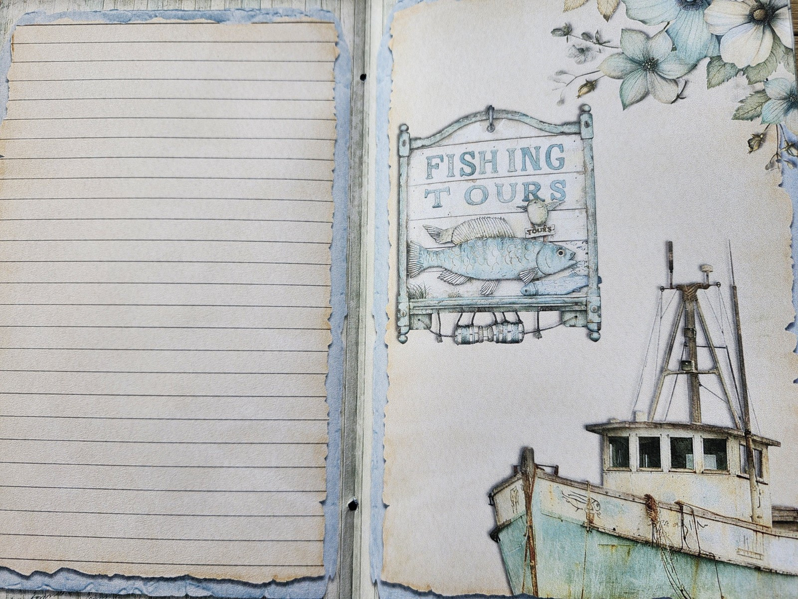 Junk Journal Booklet “BEACH HOUSE” HANDMADE Beach Ocean Sea Vacation 6″x9″ 40pg