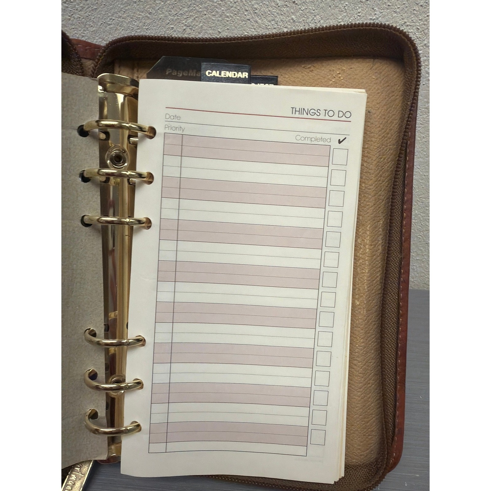 Vintage Hartmann Belting Leather Brown Zip Around Organizer Planner 6 Ring