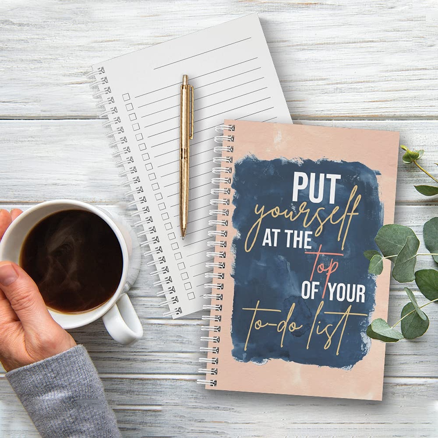 Softcover Top Of The List 5.5″ x 8.5″ Motivational Spiral Notebook/Journal, 1…