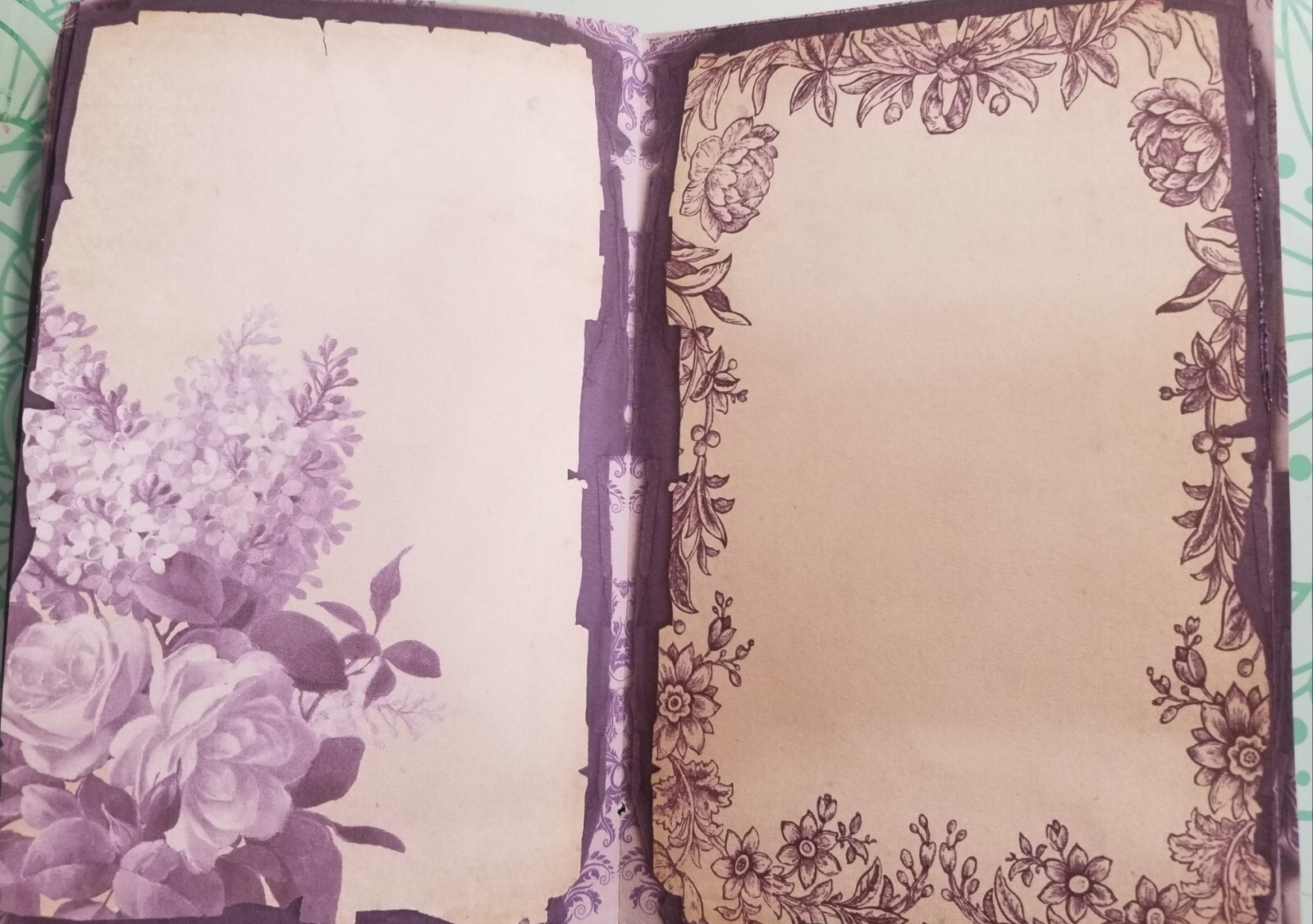 Junk Journal Booklet “LILAC & LAVENDER” HANDMADE Pockets, Cards, Tags, Ephemera