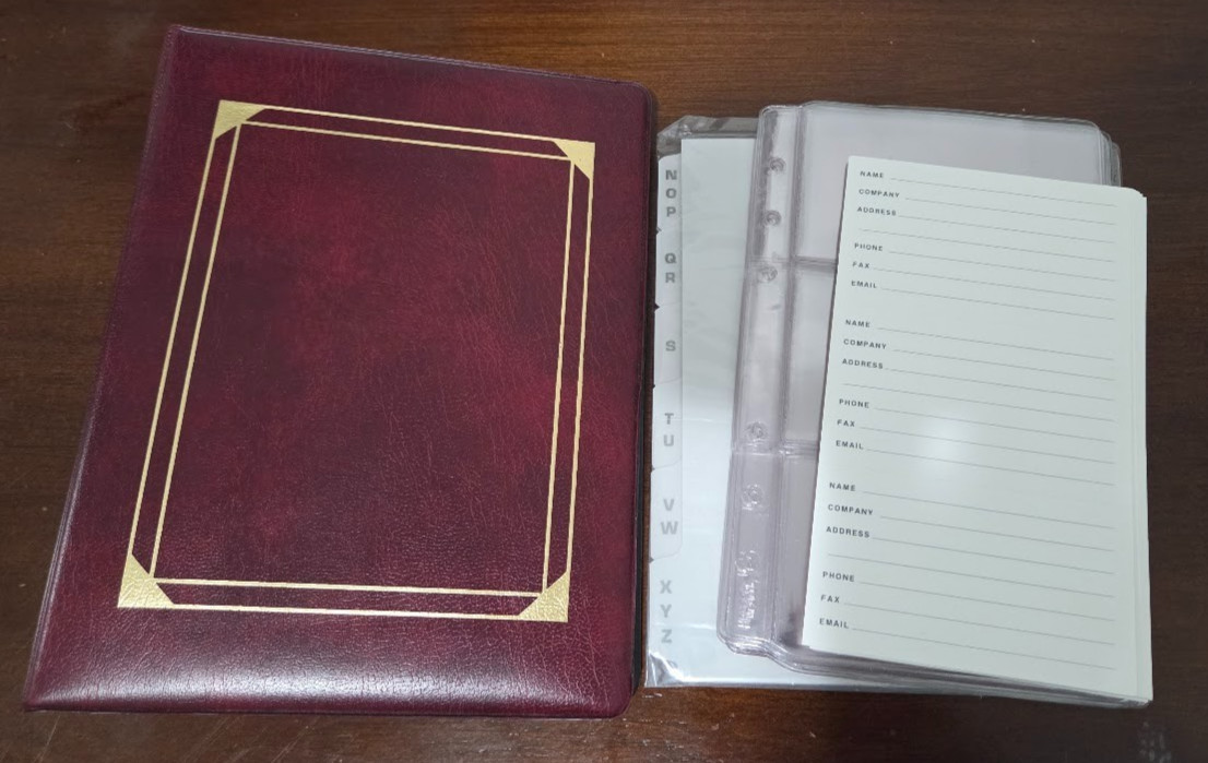 NEW A-Z Vinyl Business Card Organizer, 6-Ring Binder Portable Size, 3 3/4″ x 6″