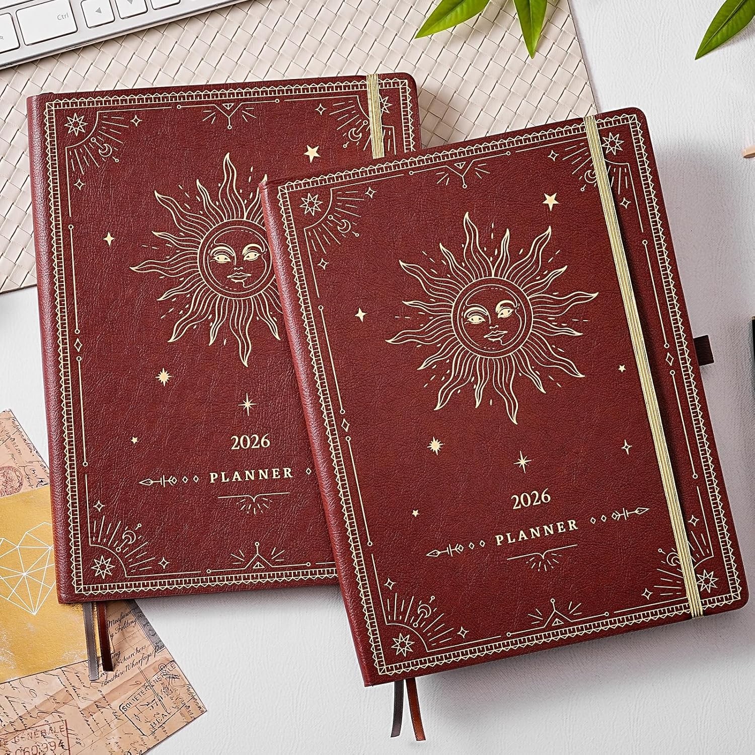 Elegant 2026 Leather Planner – 9″x11″, Weekly & Monthly Layouts Plus Accessories