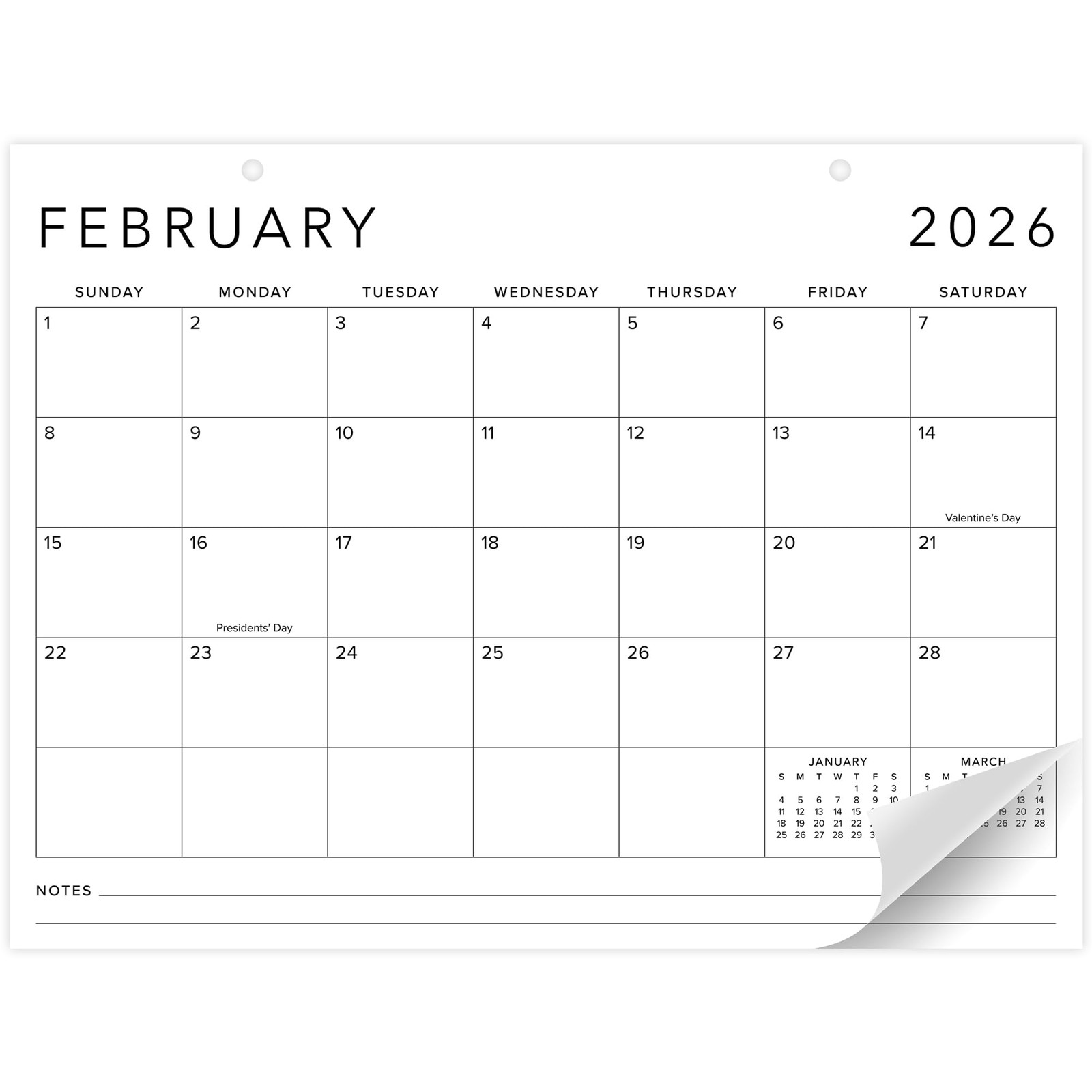 2026-2027 Desk Calendar 16×12 Minimalist Desk/Wall Monthly Pad Jan 2026-Jul 2027