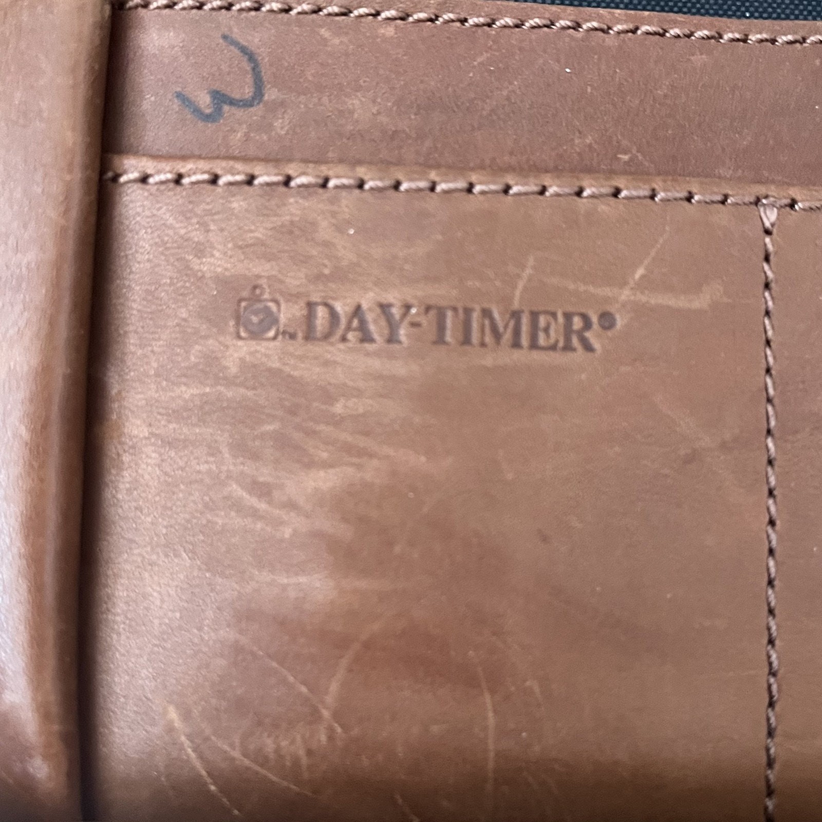 Vintage Day-Timer Genuine Leather Planner 7 Ring Organizer W/Zipper
