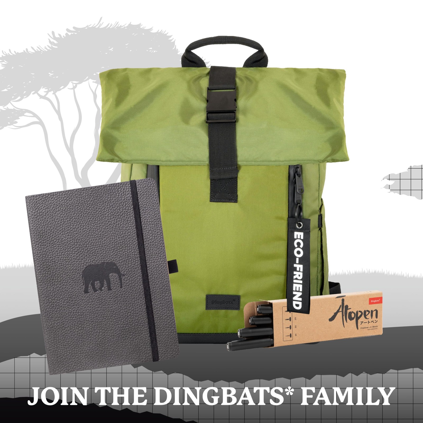 Dingbats* Wildlife Lined Writing Medium A5+ (6.3 x 8.5), Gray Elephant
