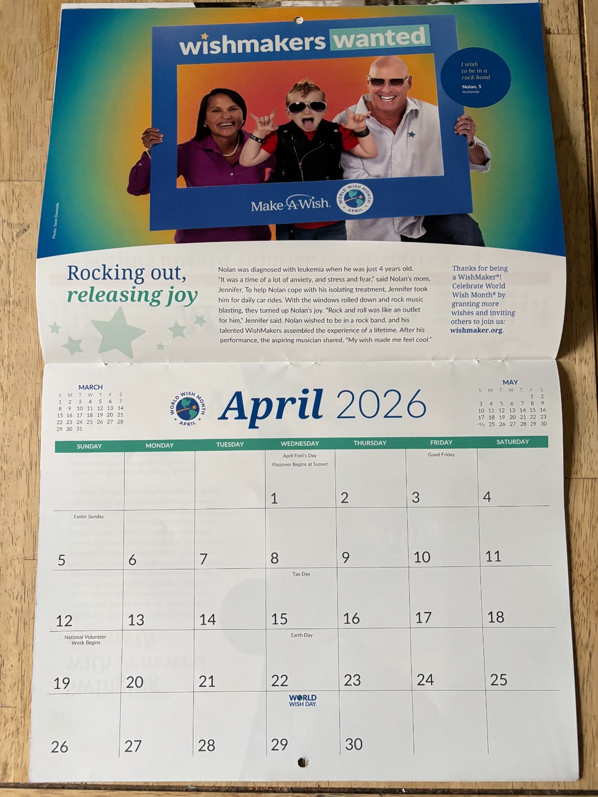 Make-A-Wish Foundation – 2026 Wall Calendar – 12 Months – Kute Kid Photography!
