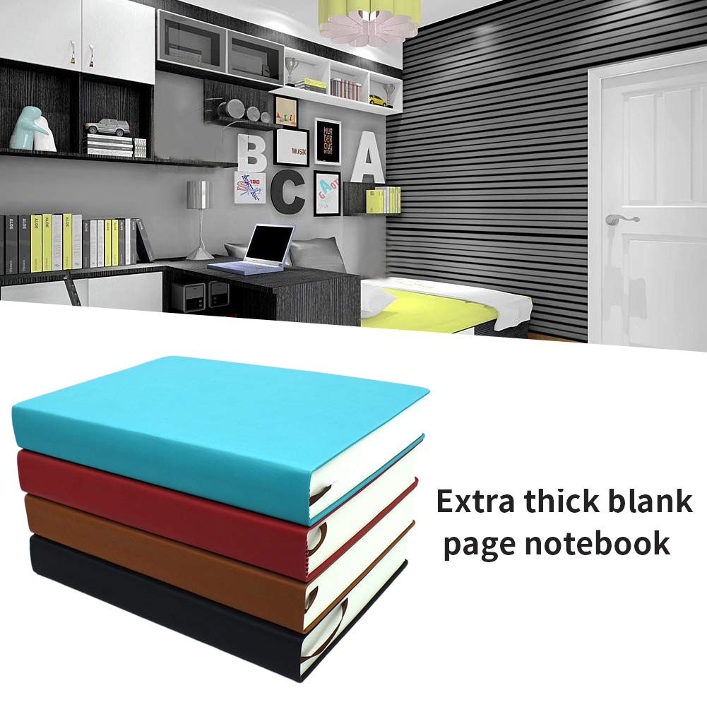 Notebook, Waterproof PU Leather Journal, Blank Pages Super Thick a6, blue