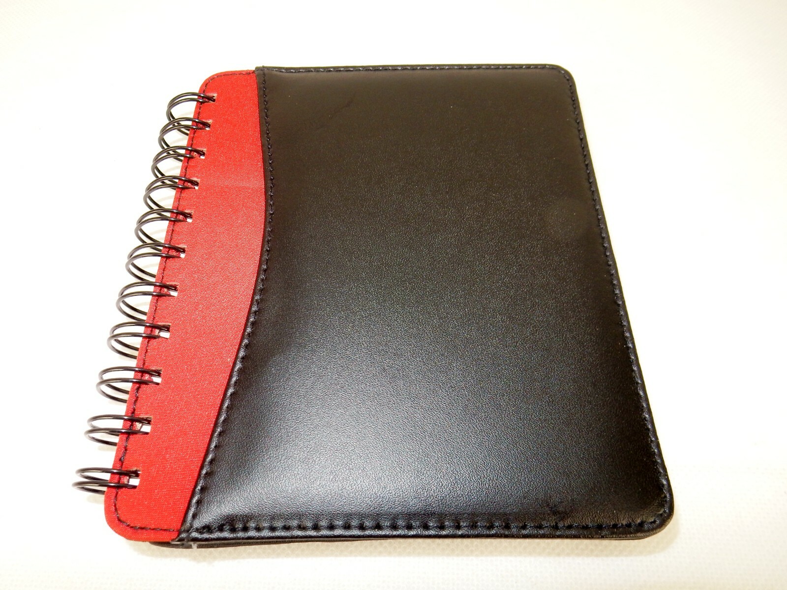 Combo Journal Notebook & Pen, Black Leather Cover, Red Accent, Gift Box, CG1120