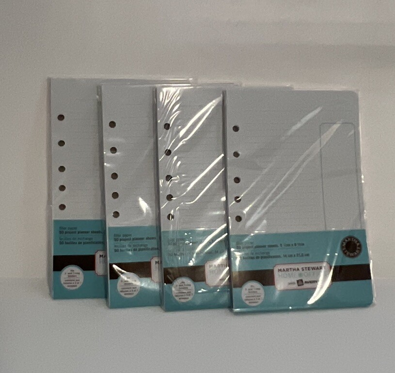 Martha Stewart Avery Filler Paper Project Planner Sheets 5.5 x 8.5 200 Sheets