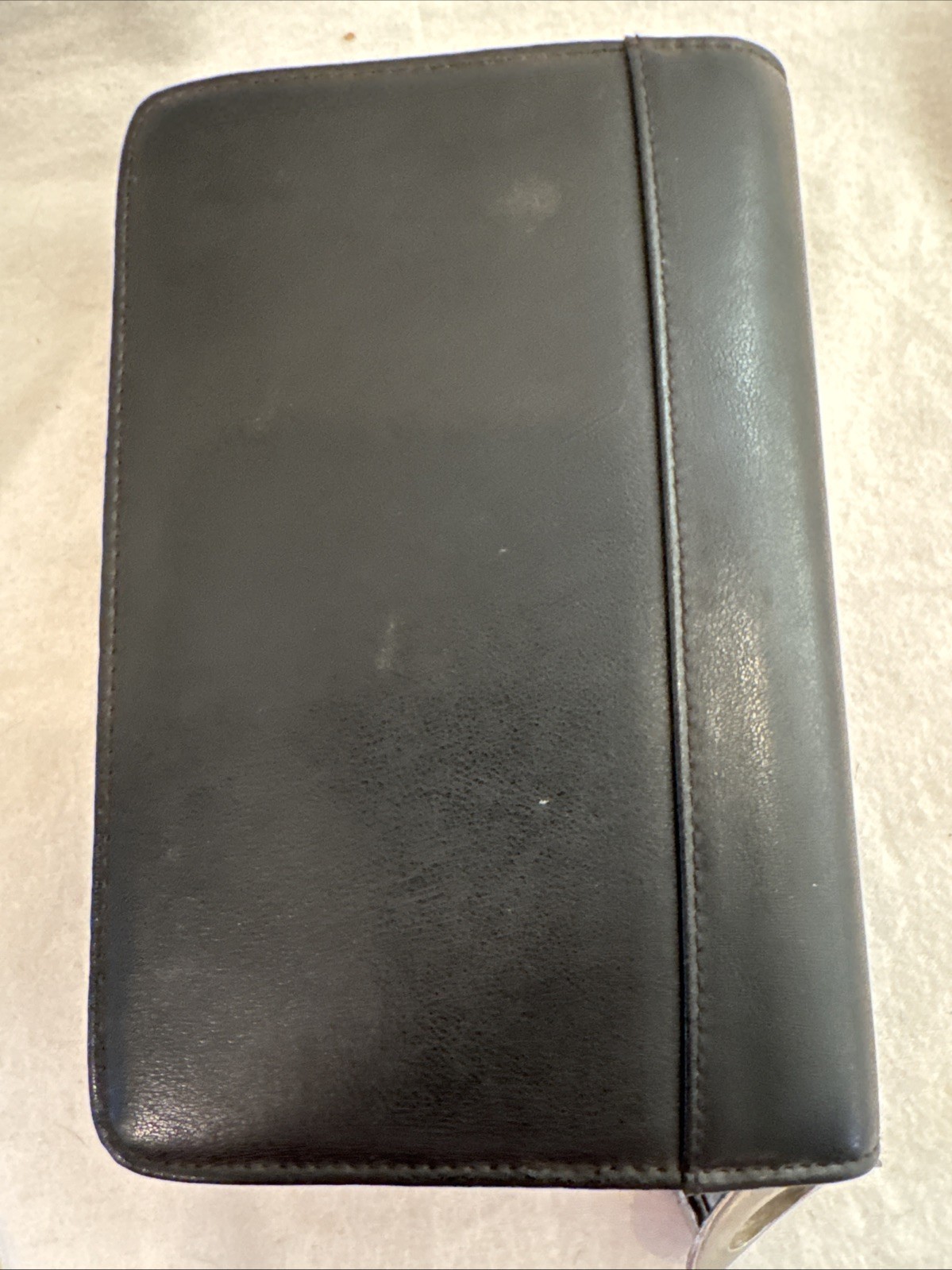 Black Soft Leather Day Timer 6 Ring Planner Zip Around Inserts & Fire Hat Pull