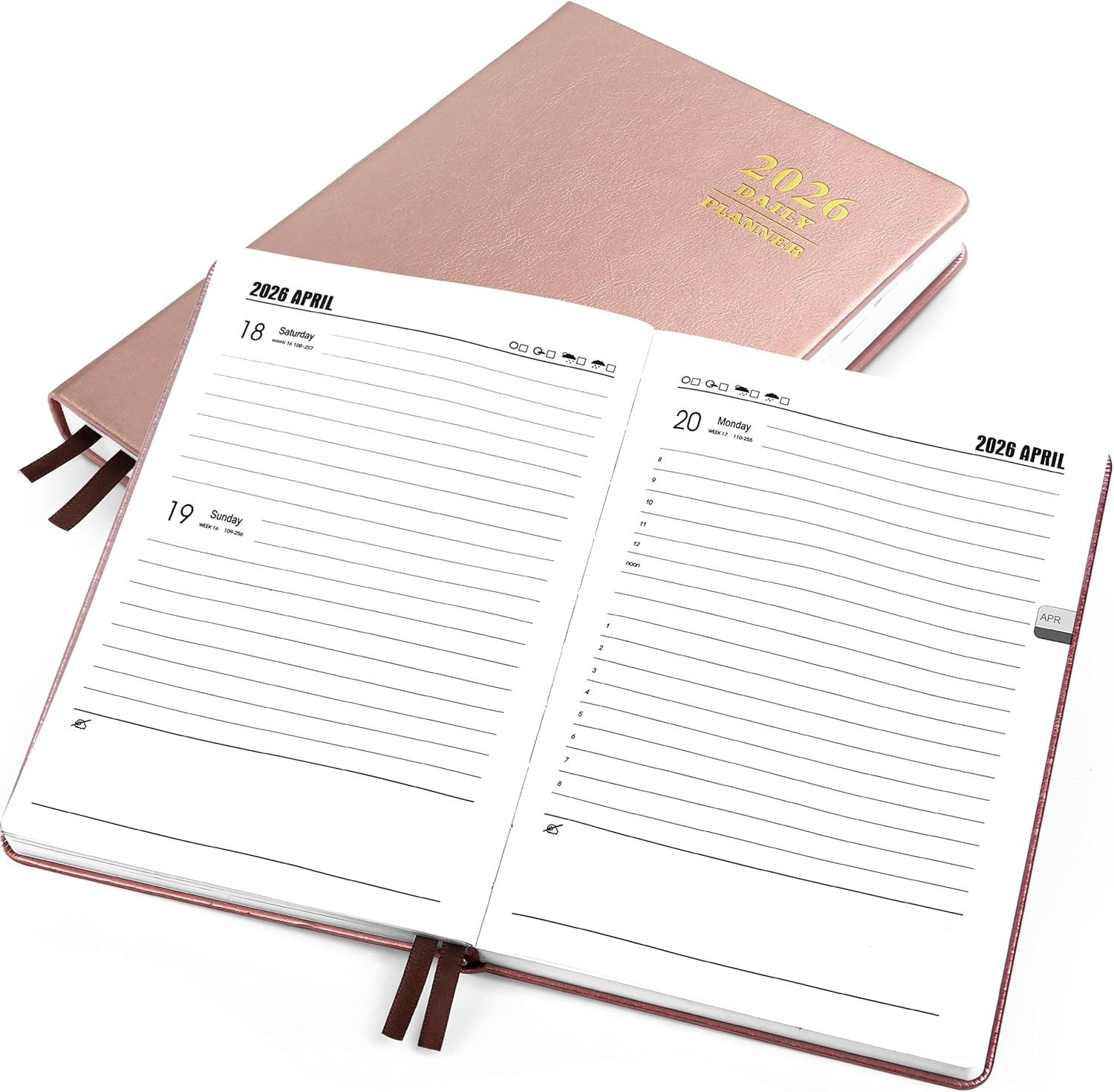 Daily Hourly Planner 2026 Full Page per Day, 2026 Diary 5.7 X 8.3″ Hardcover App