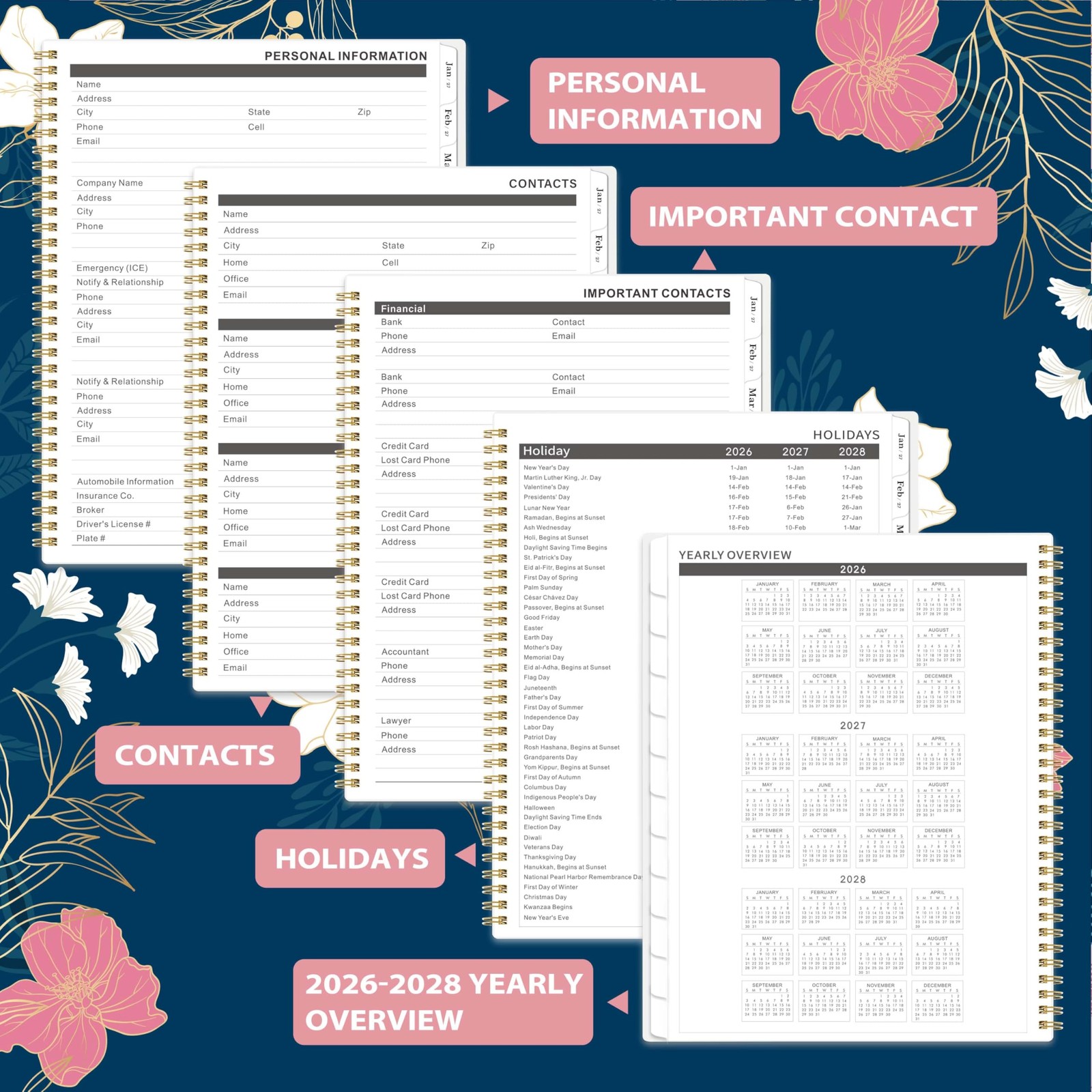 2025 to 2026 Monthly Planner Calendar 9×11 Inch with Tabs