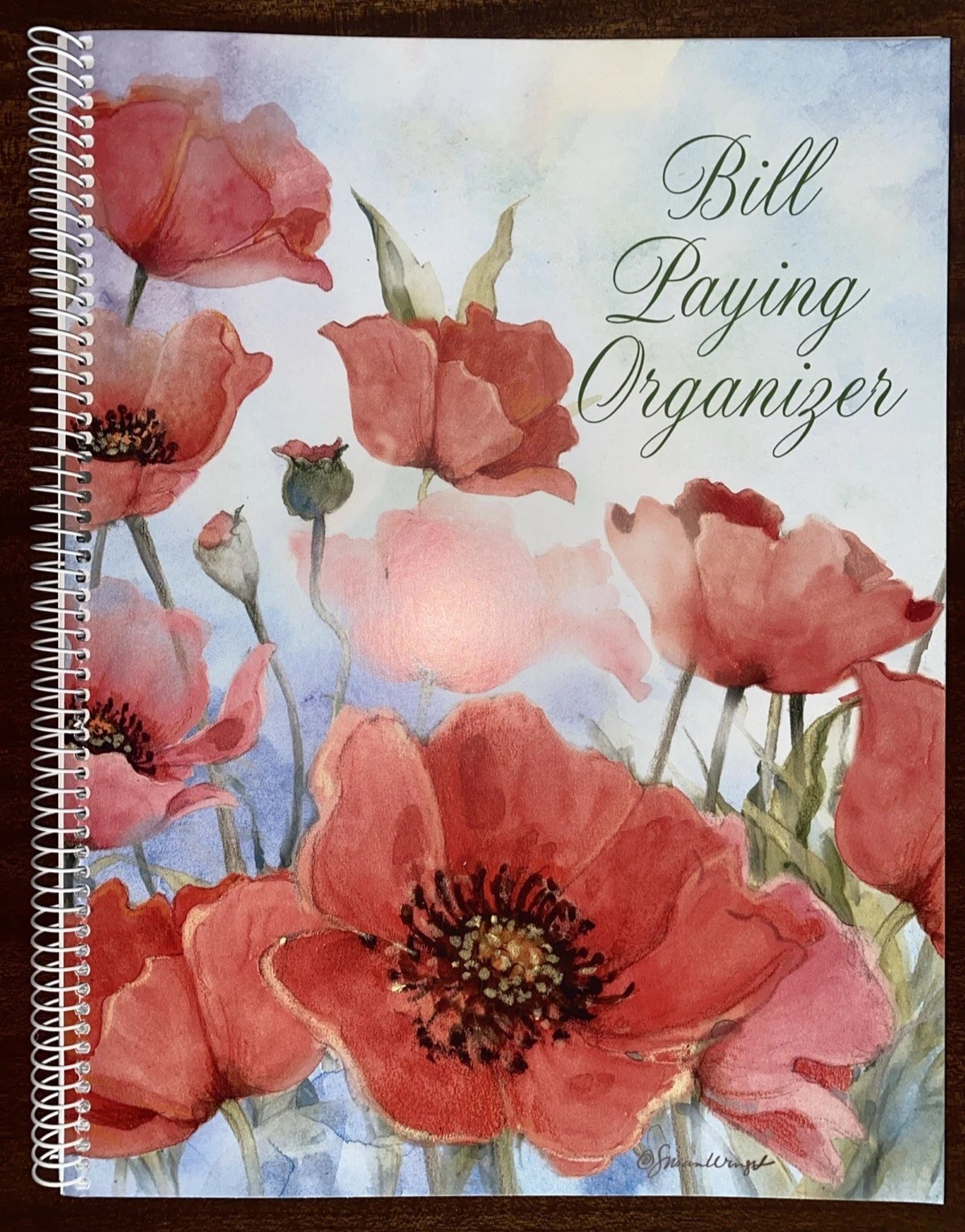 12 Month Bill Paying Organizer Colorful Images 14 Pages Pockets Poppies FREESHIP