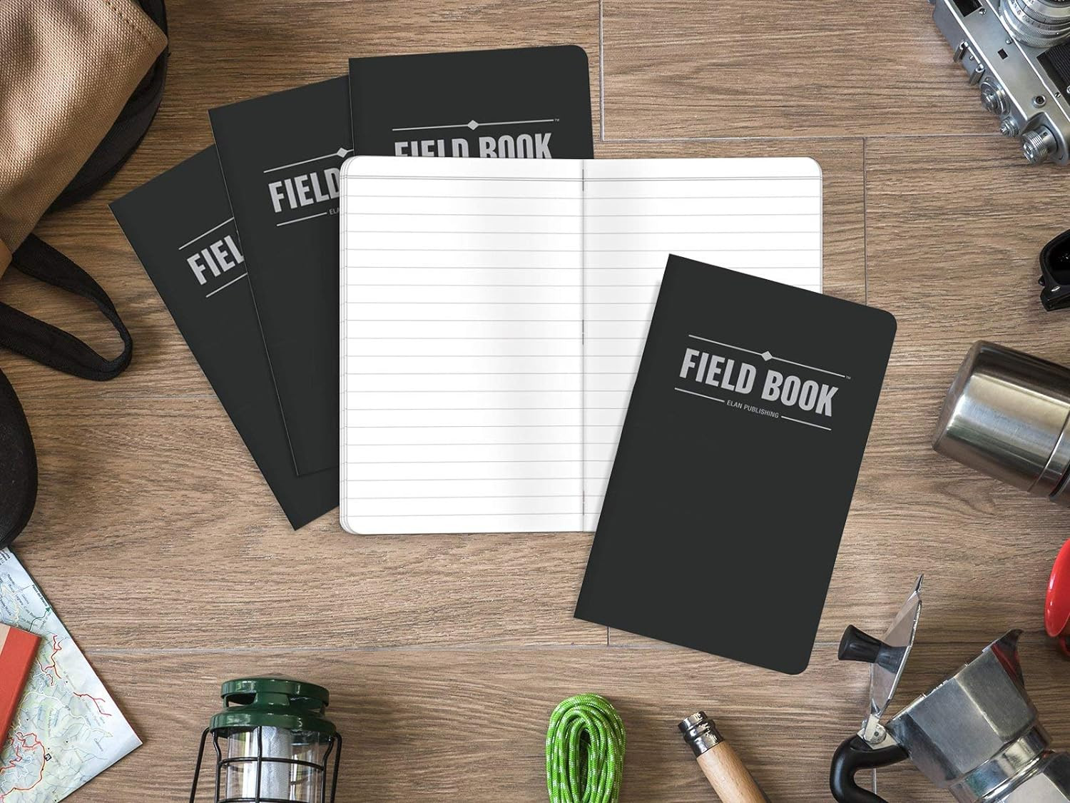 Field Notebook/Pocket Journal – 3.5″x5.5″ – Black – Lined Memo Book – Pack of 5
