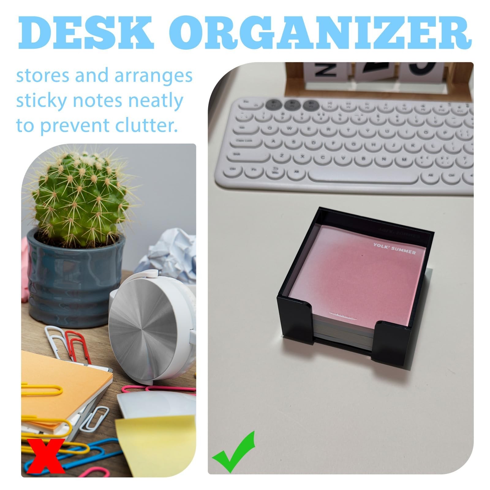 Black Acrylic Sticky Note Holder, 3×3 Crystal Clear Notepad Holder with Anti-…