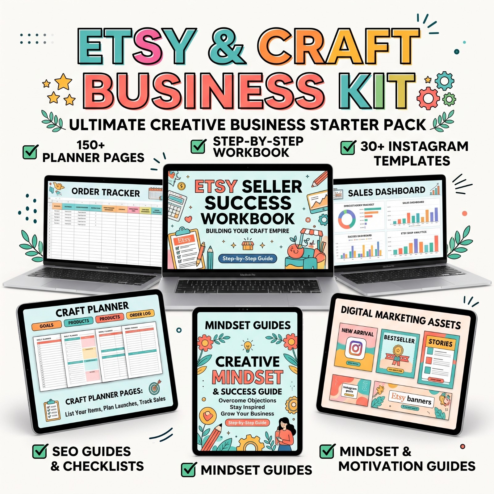 Etsy Seller & Craft Business Digital Planner Kit + Mindset PDFs