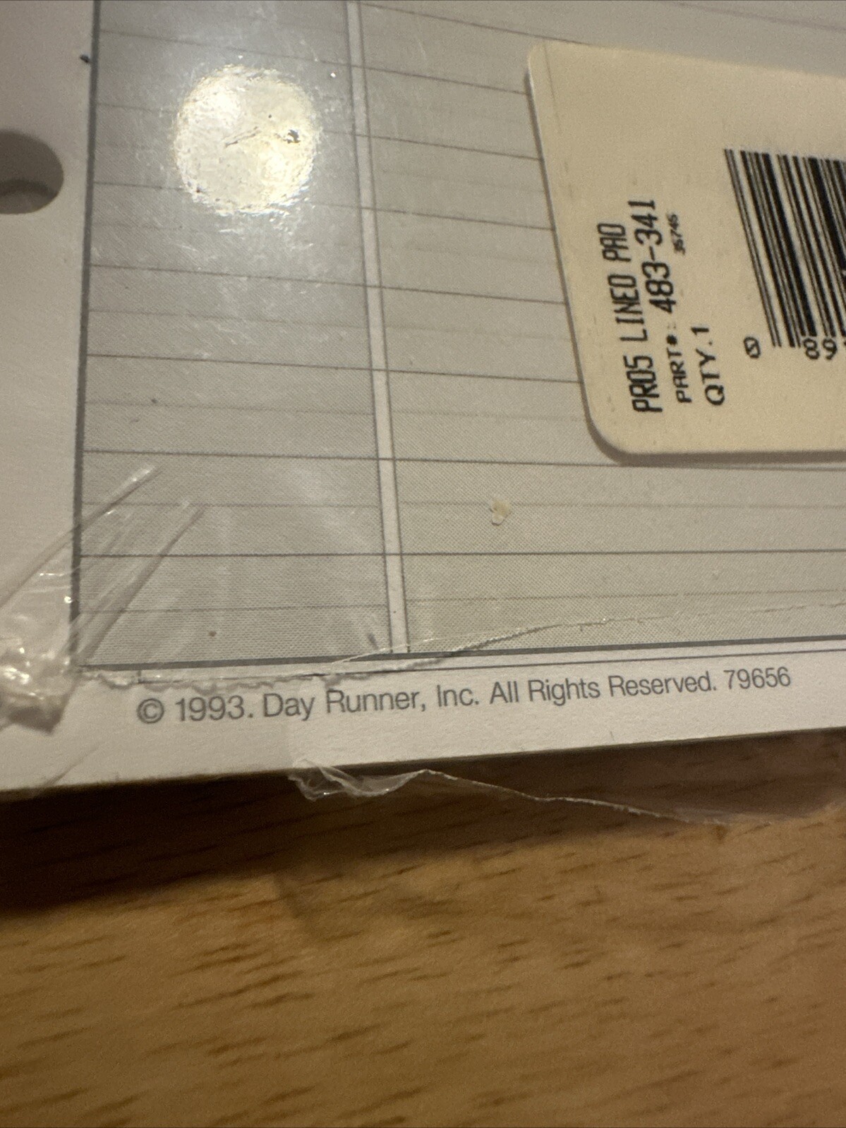 Day Runner Lined Pad 5½” × 8½” 30 Sheets 7 Ring 483-341 Vtg 1994 NIP Pro System