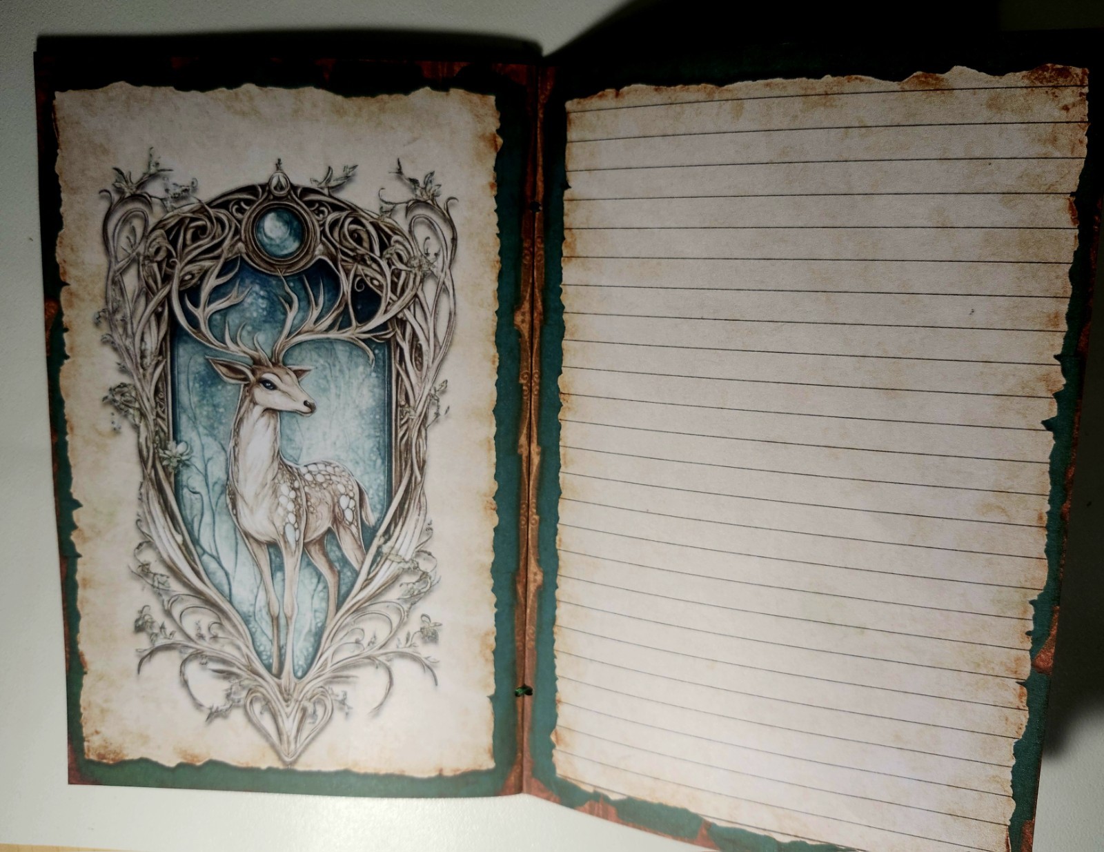 Junk Journal Blank Booklet “FANTASY FOREST” Handmade Fairies Lg 8.5″x5.5″ 40pg