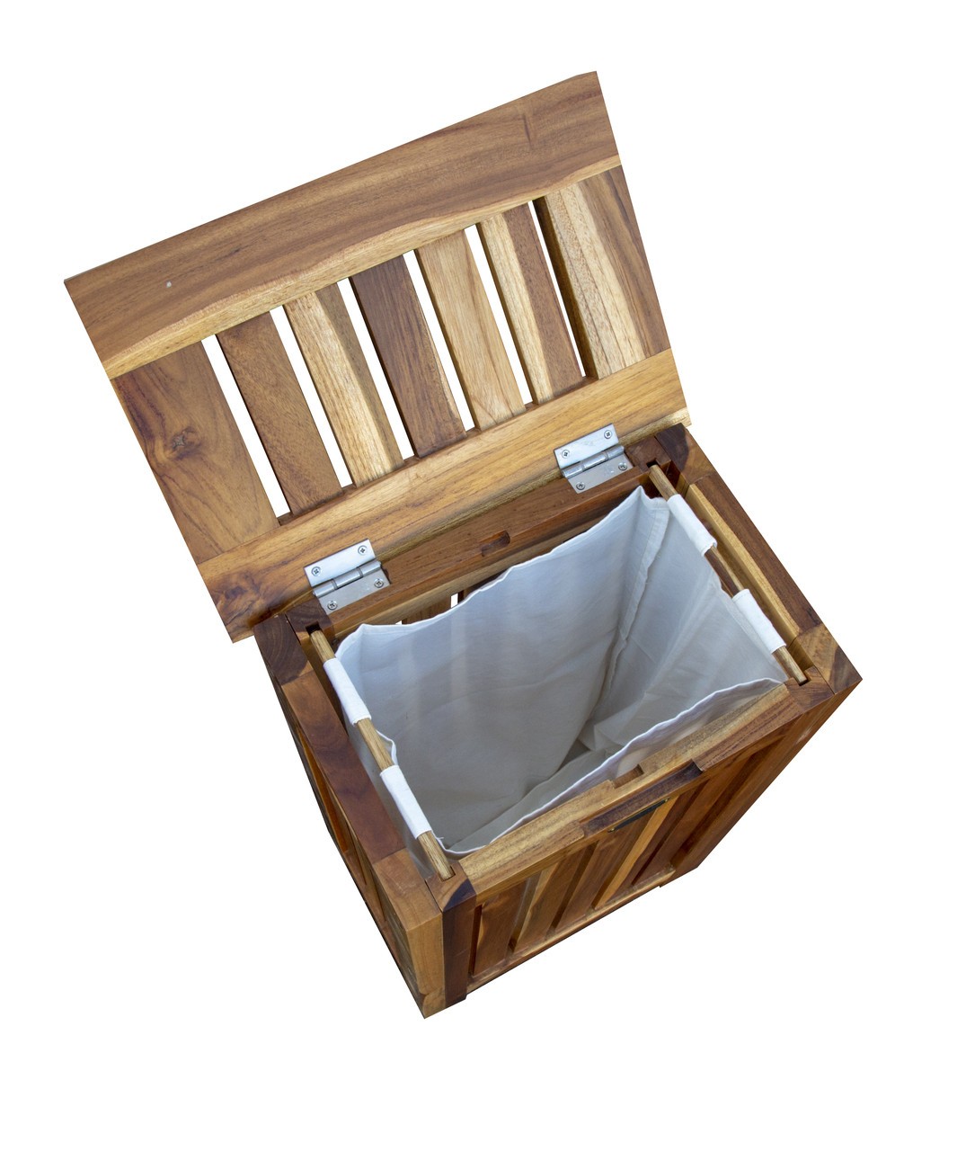 24″ Brown Solid Wood Laundry Hamper With Lid