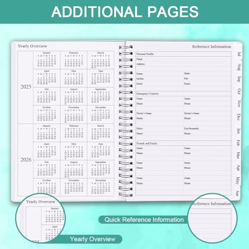 2025-2026 Weekly & Monthly Planner – 2025-2026 Planner from 6.5″ x 8.5″ Teal
