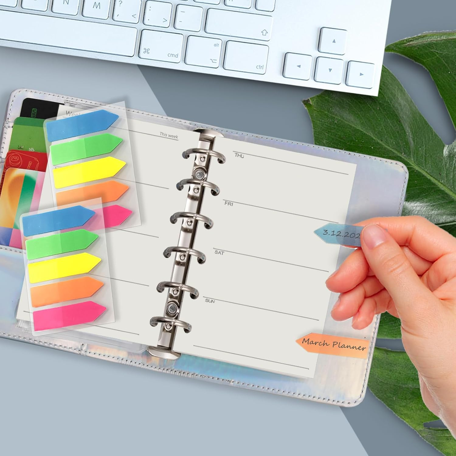 A7 6 Holes Binder Refill Value Set,90Sheets Weekly Plan Loose Leaf Paper with St