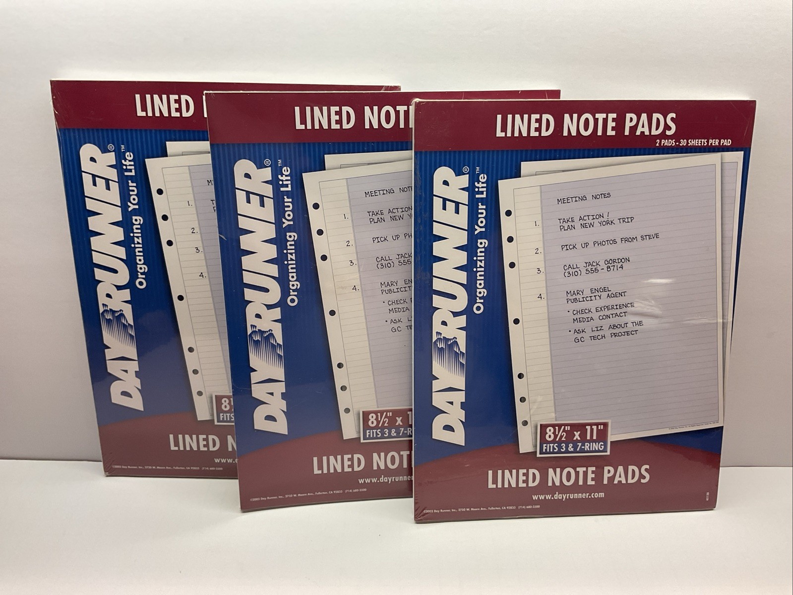 New Lot of Day Runner Lined Note Pads 8 1/2″ x 11″, Fits 3 Ring & 7 Ring