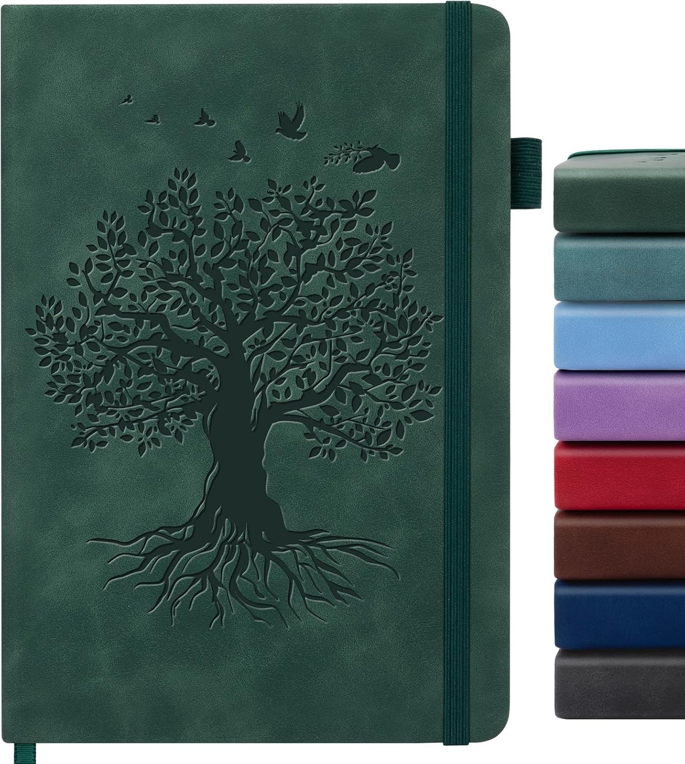 Lined Journal Notebook for Women Men, A5 Hardcover Leather A5, A-Green
