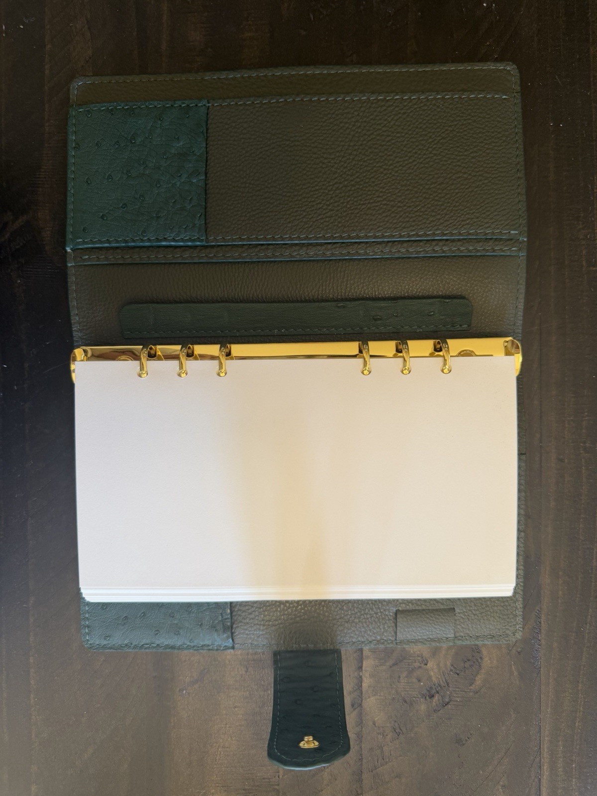 Forest Green Ostrich Leather A5 Slim (A5S) 6-Ring Planner Cover
