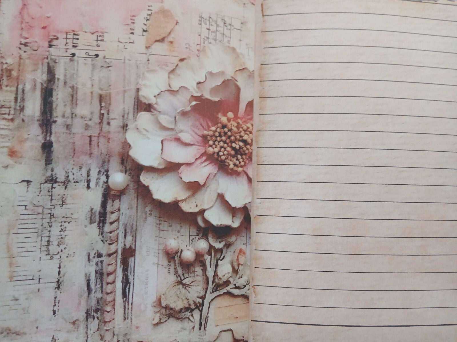 Junk Journal Booklet “3D FLOWERS 2″ Lg 6″x9” 40pg Dimensional Florals In Pink