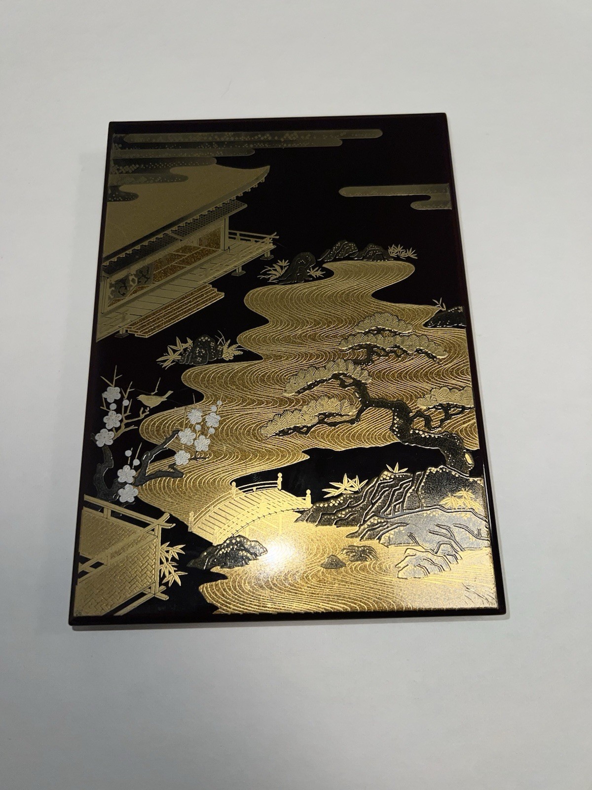 Vintage Lacquerware Japanese address book .Burgundy and gold