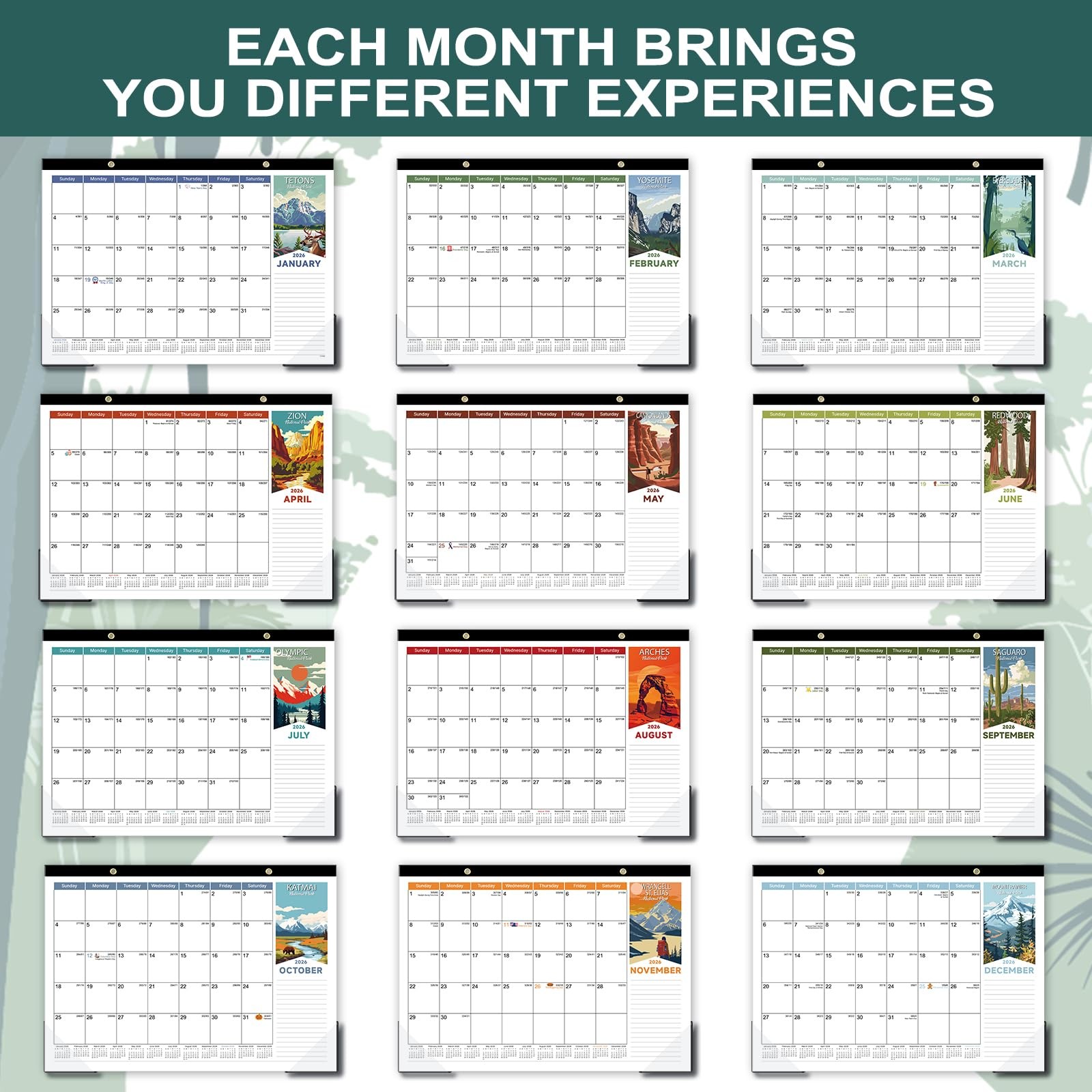 2026 Desk Calendar – 2026 from Jan. 2026 – Dec. White-Blue