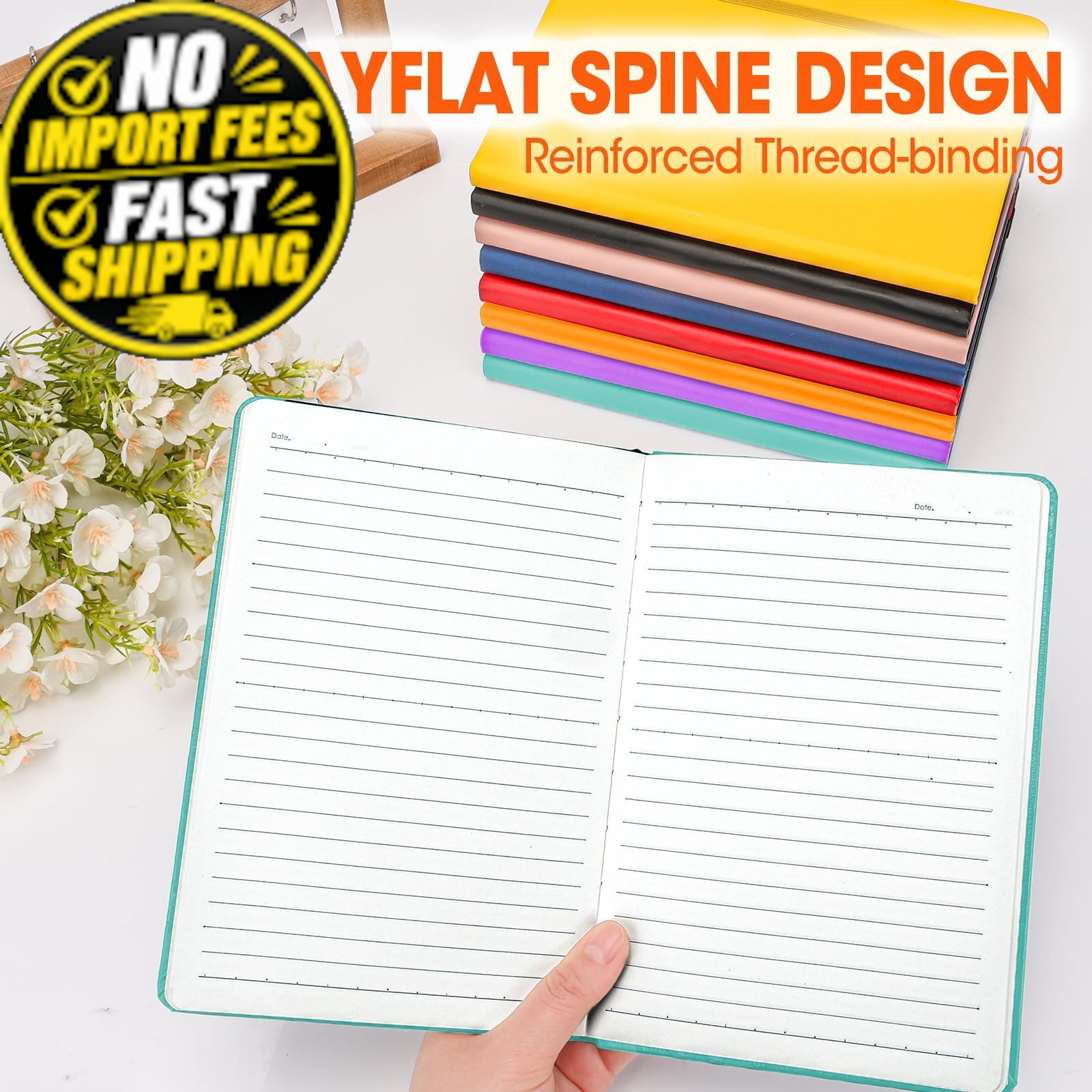 BGUP 8 Pack Lined Journal Notebook for Work, A5 Hardcover (5.5″ x 8.3″), C-8P