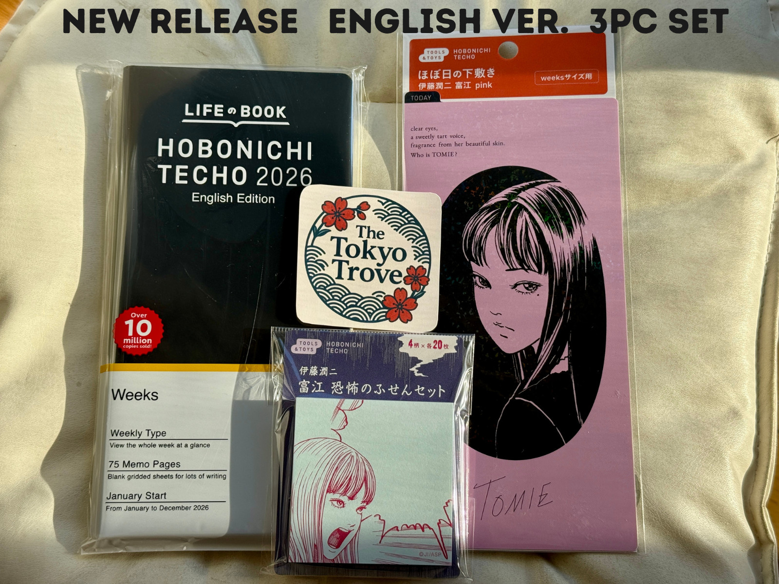 Junji Ito TOMIE Hobonichi 3pc Set 2026 English Weeks Planner Board Notes Japan