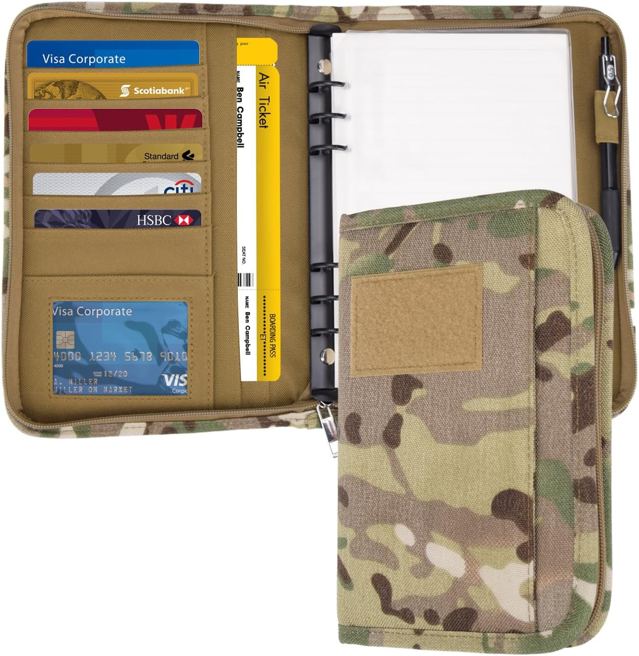 Military Tactical A5 Padfolio 6-Ring Binder Zipper Notebook 160 Pages – US