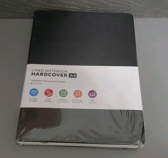 A4 Lined Notebook Hardcover Black100GSM High Quality Paper 8.5 x 11 In 320 Pg