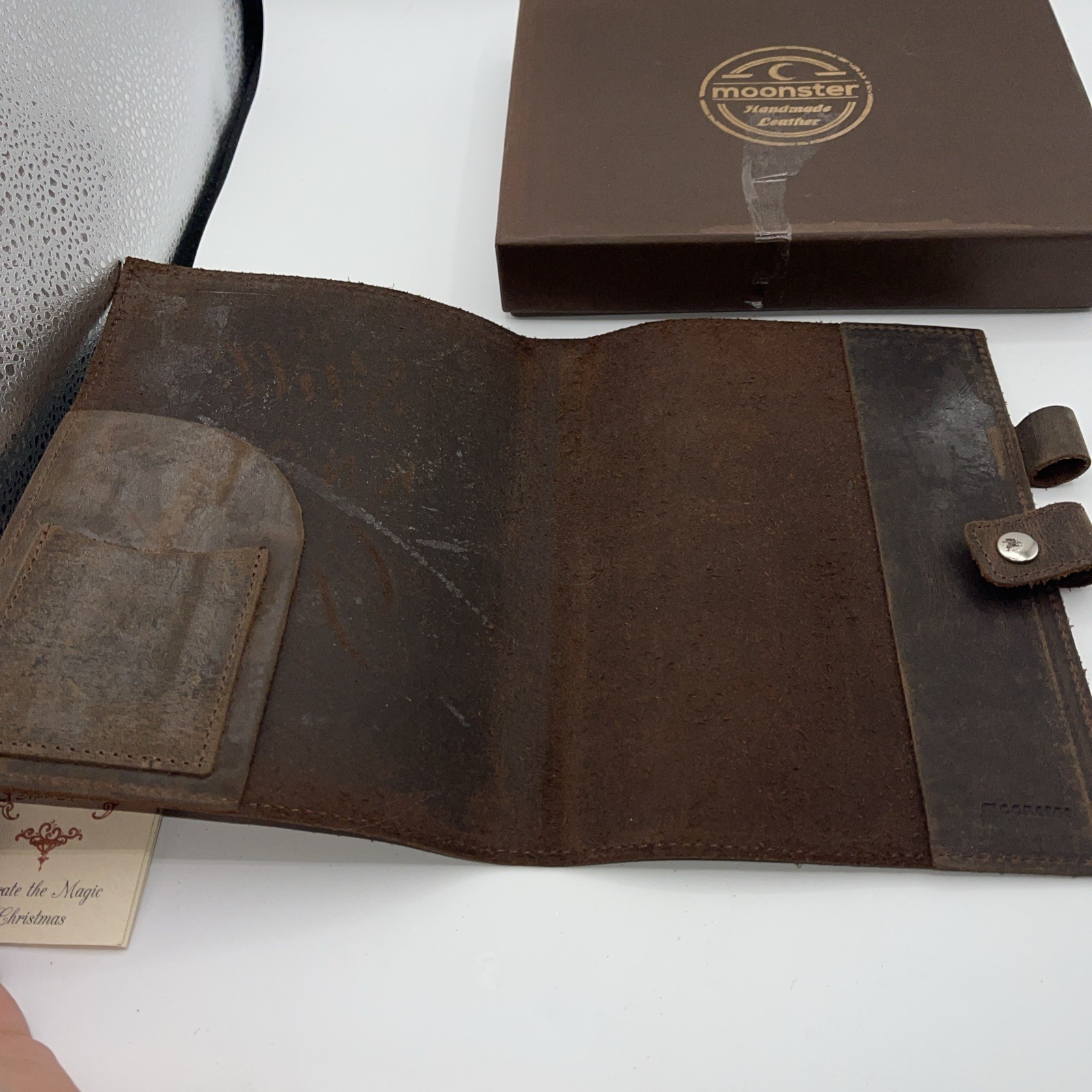 Moonster Leather Bound Notebook Cover Or Bible Cover Religious 6.5 X 8.5”