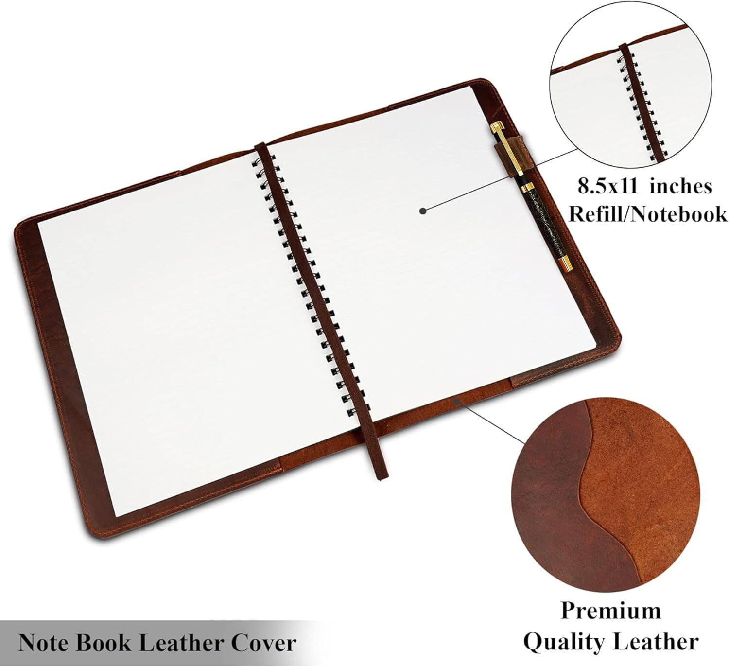 Heavy Duty Full Grain Leather Journal Cover (8.5 X 11 In.), Refillable Cahier XX