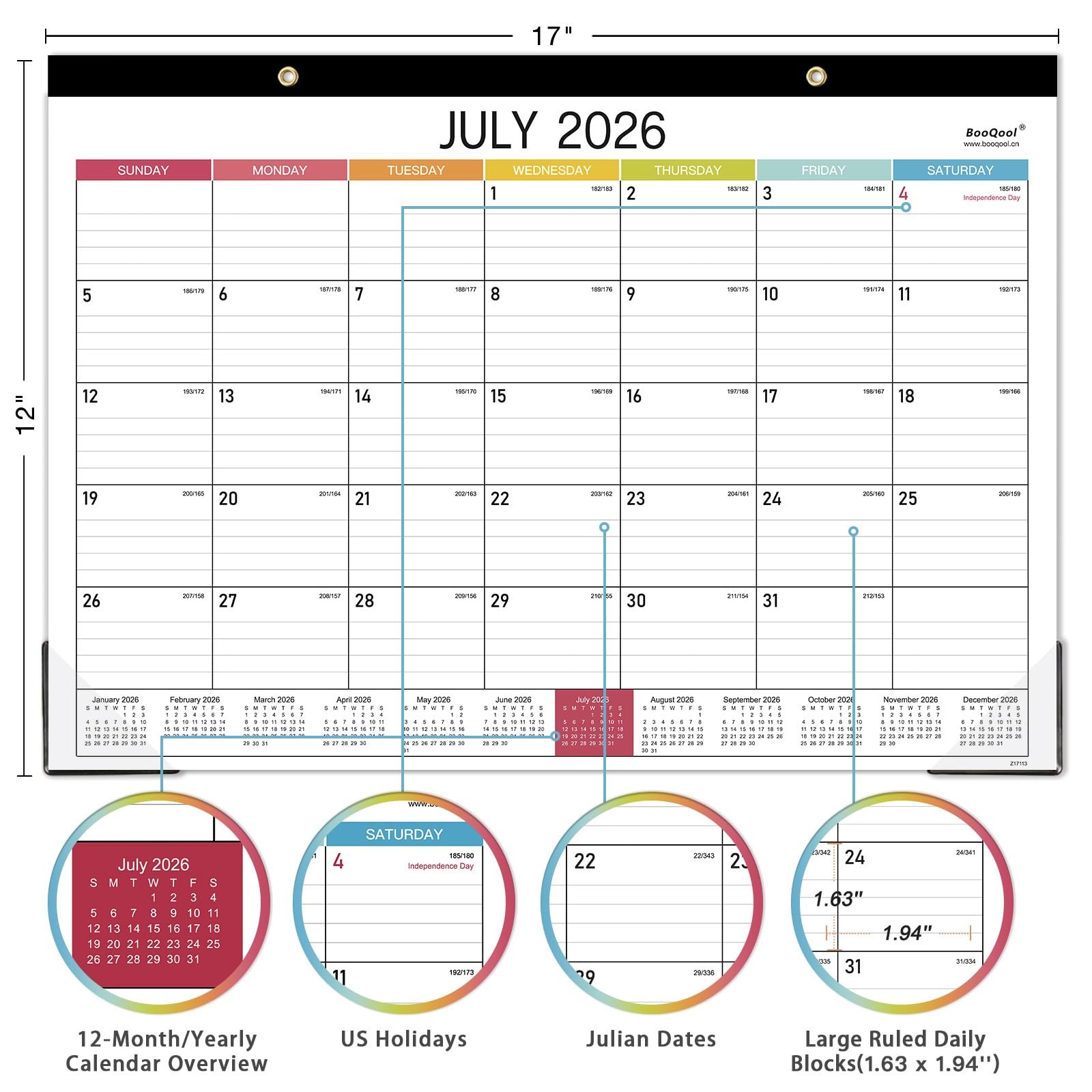2026-2027 Desk Calendar – 2026-2027, Medium14.8″ x 11.4″, White