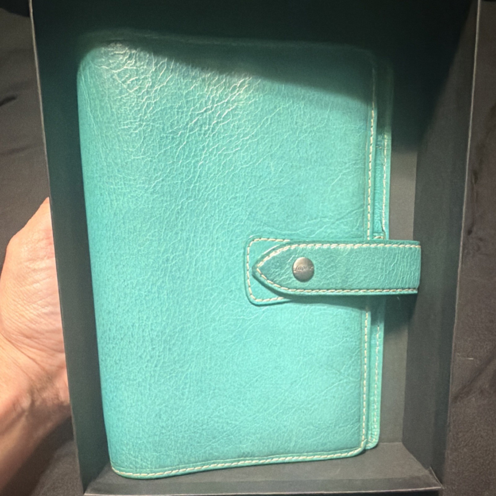 Rare- Filofax Malden AQUA Leather PERSONAL SIZE Organizer Planner