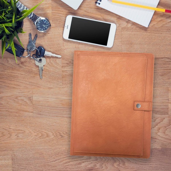 Padfolio with Notepad Letter Size Tan Faux Leather Portfolio