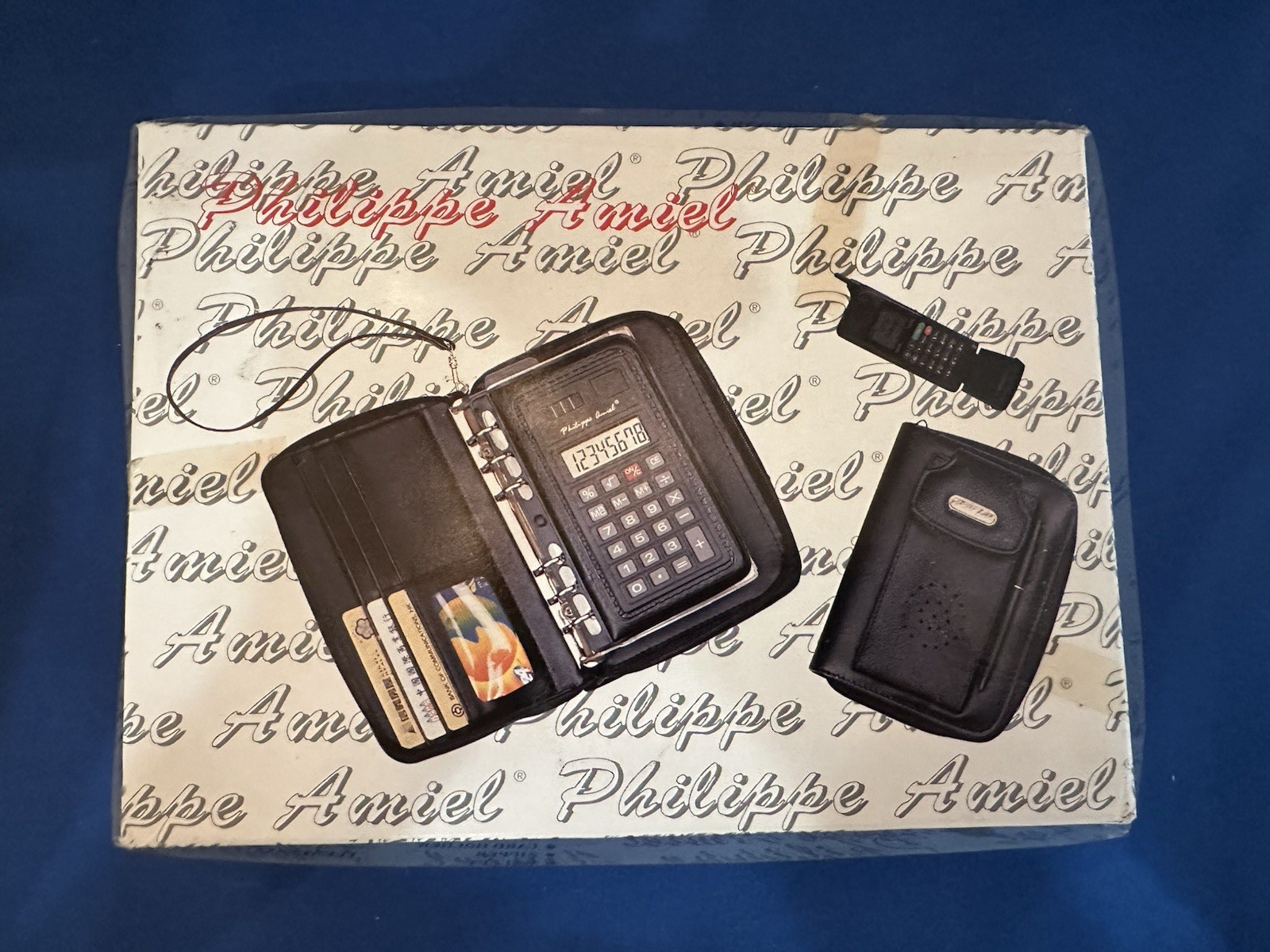 Philippe Amiel Personal Day Planner Calculator Agenda Wallet Organizer Brown Box