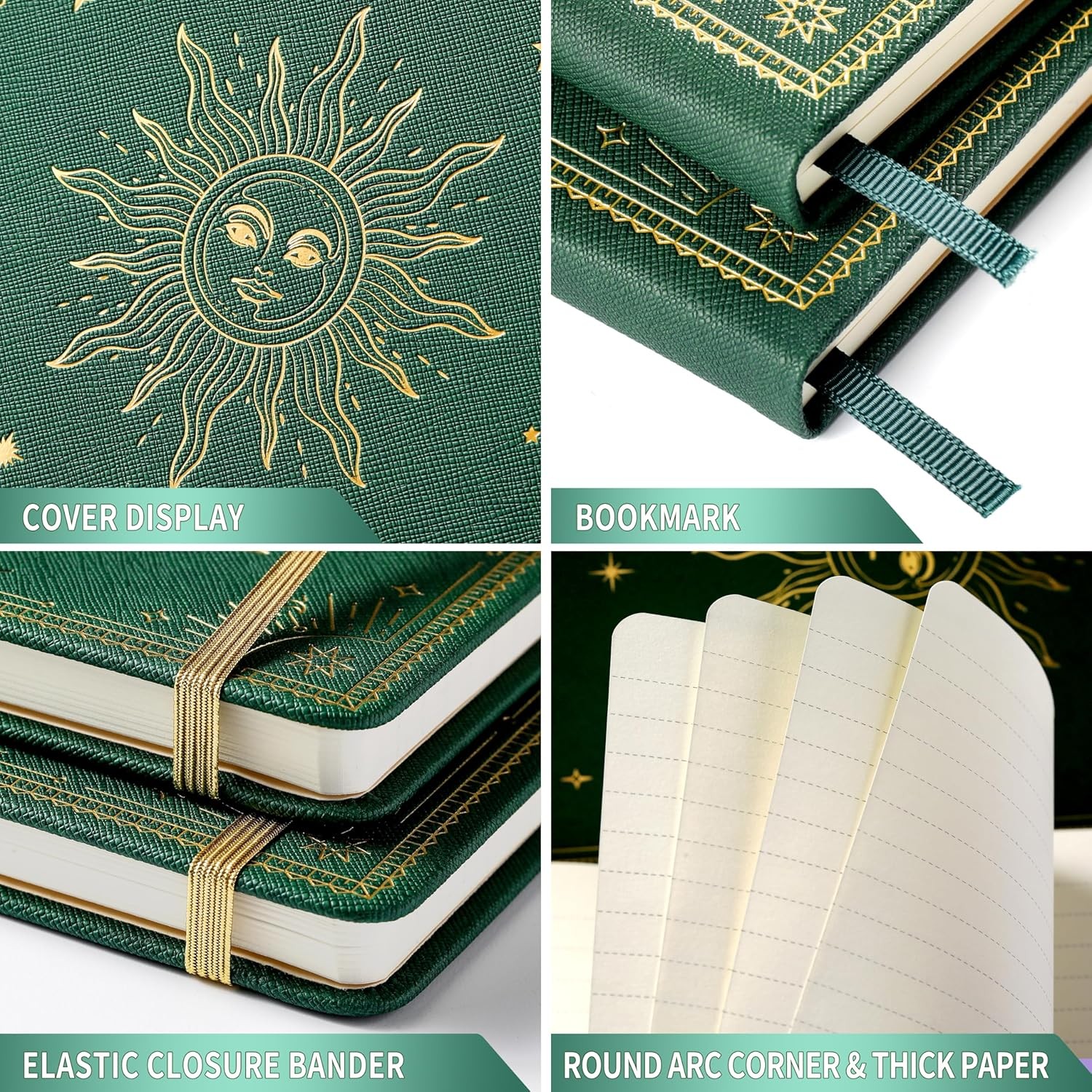 Artfan Ruled Notebook/Journal – Premium Thick Paper Faux Leather Dark Green