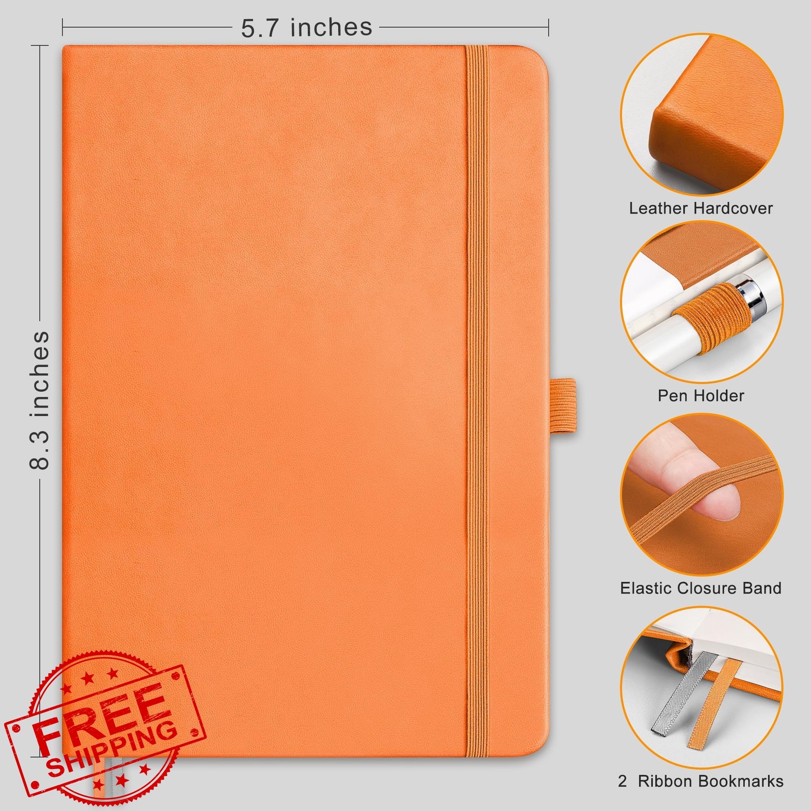 AHGXG Orange Grid A5 Notebook 5.7×8.3